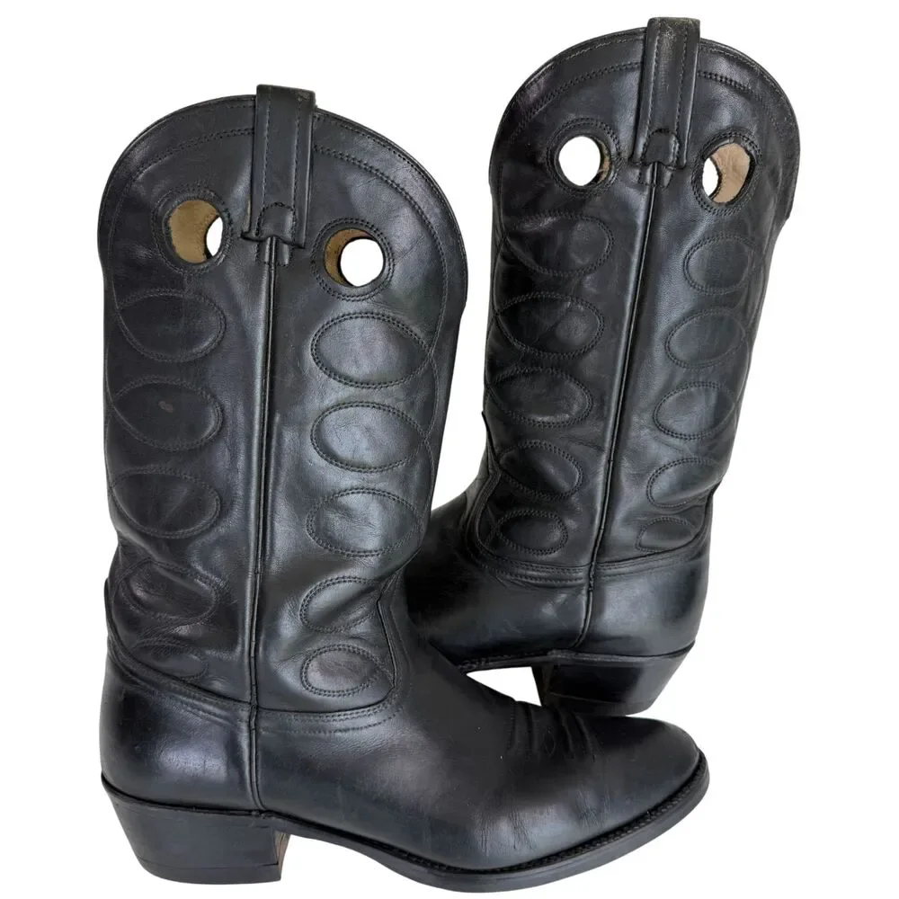 Biltrite Men's Black Leather Western Cowboy Boots Size 12D Non-Slip Made In USA